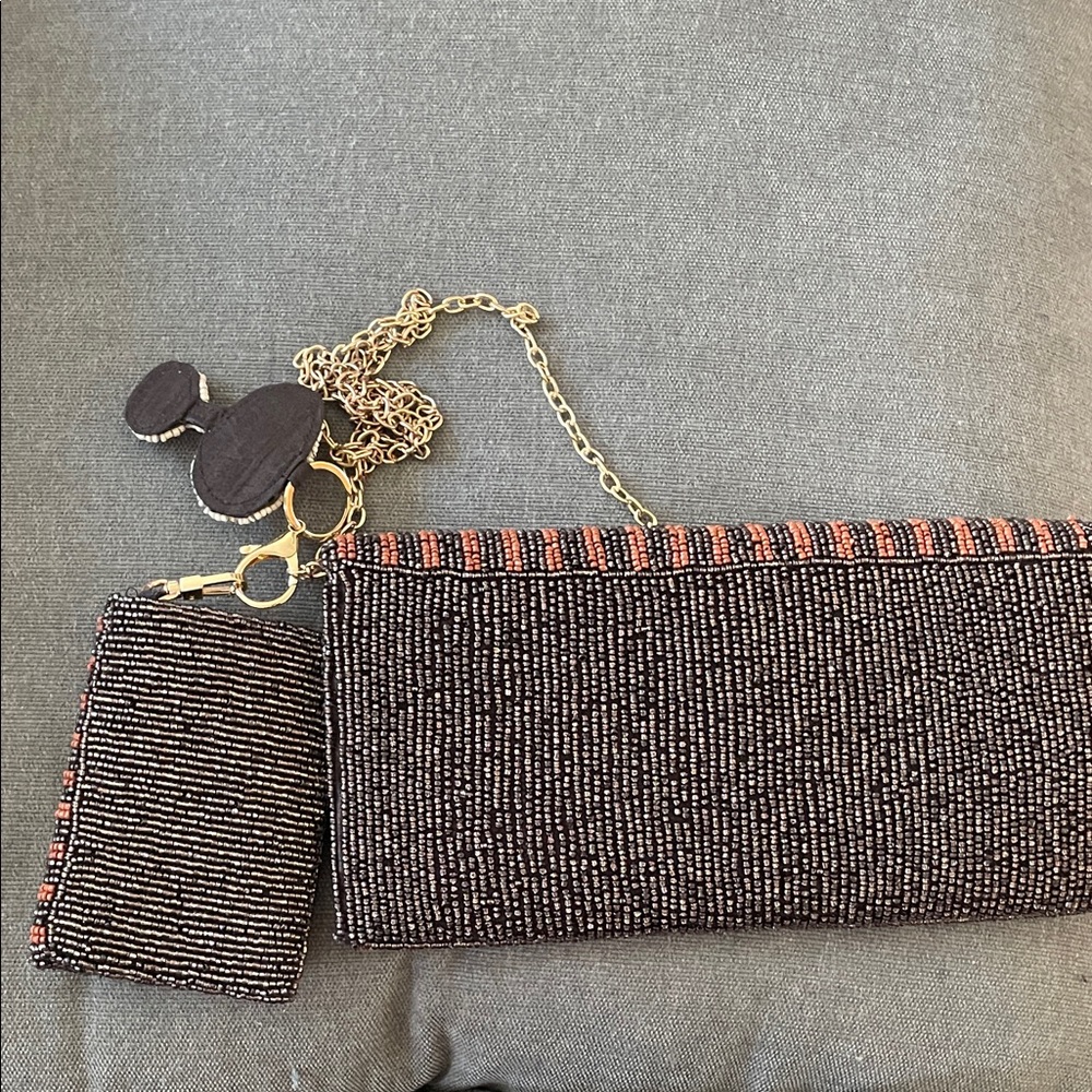Viral Beaded Cocktail Design Clutch and Wallet Set with key chain - Picture 2 of 15